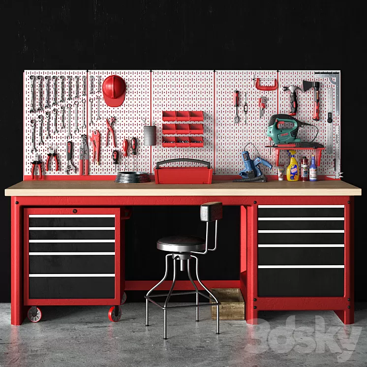 garage tools set 7 3D Model
