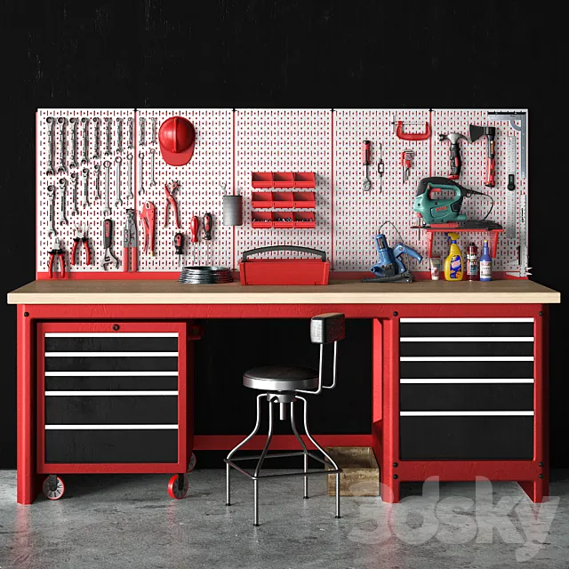 garage tools set 7 3DModel