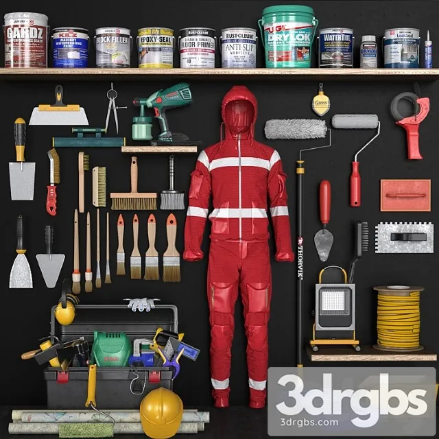Garage tools set 9 3D Model Free