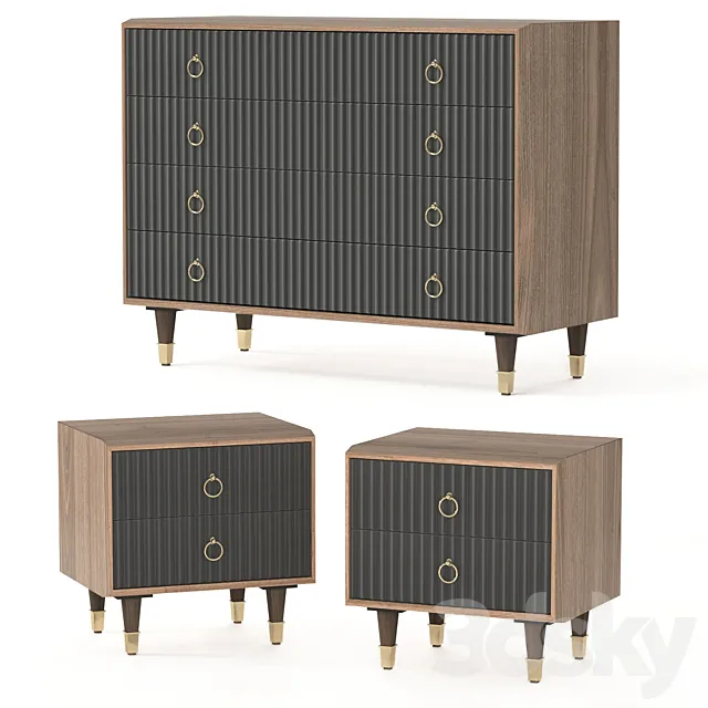Garda Decor Chest of drawers and bedside tables 3DModel