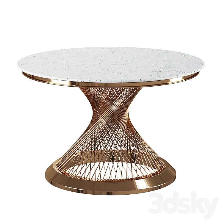 Garda Decor DINING TABLE ROUND ARTIFICIAL MARBLE / GOLD 3D Model Free
