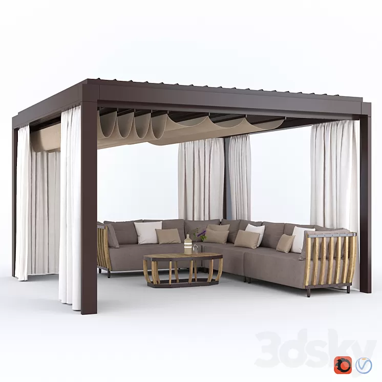Garden Arbor with sofa Eivissa Ethimo 3D Model