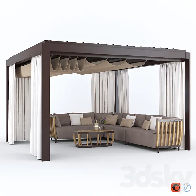 Garden Arbor with sofa Eivissa Ethimo 3D Model