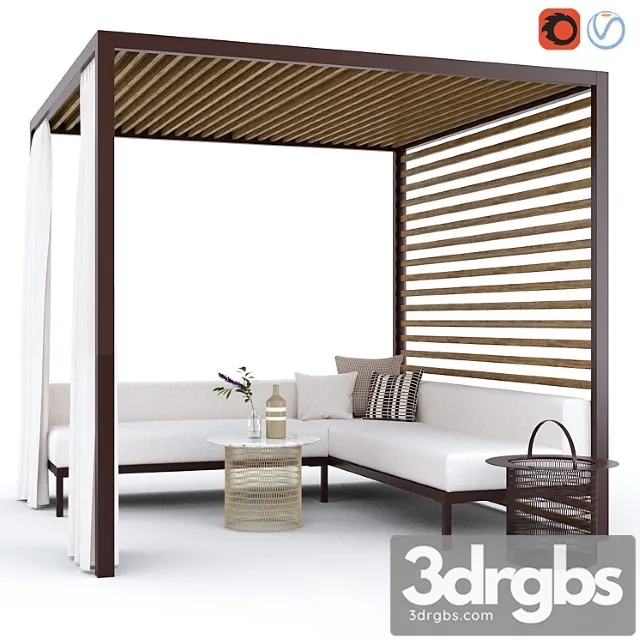 Garden Arbor With Sofa Kettal Pavilion Gazebo 3D Model Download