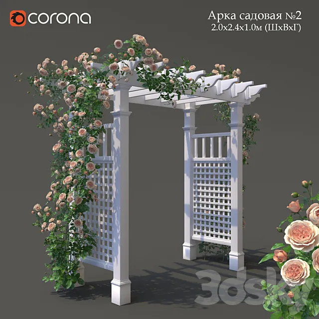 Garden Arch No. 2. Climbing Peony Rose 3D Model