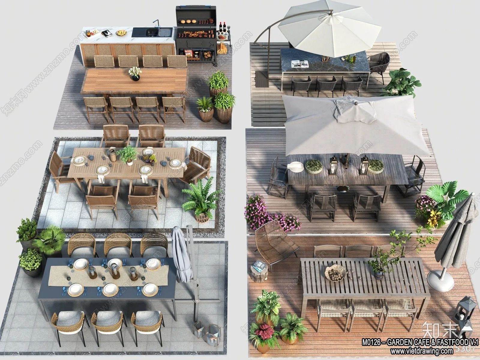 Garden Coffee Shop - Fastfood - 3D Models - 028