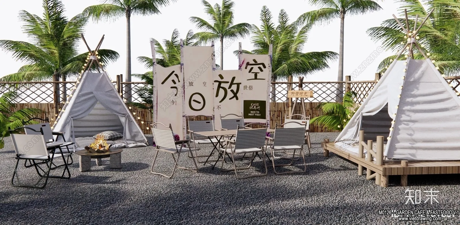 Garden Coffee Shop - Fastfood - 3D Models - 029