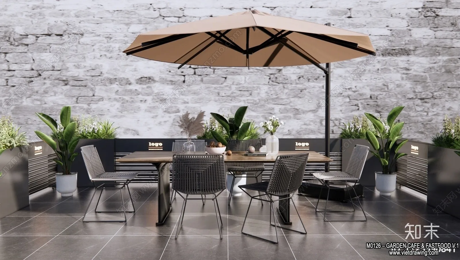 Garden Coffee Shop - Fastfood - 3D Models - 033