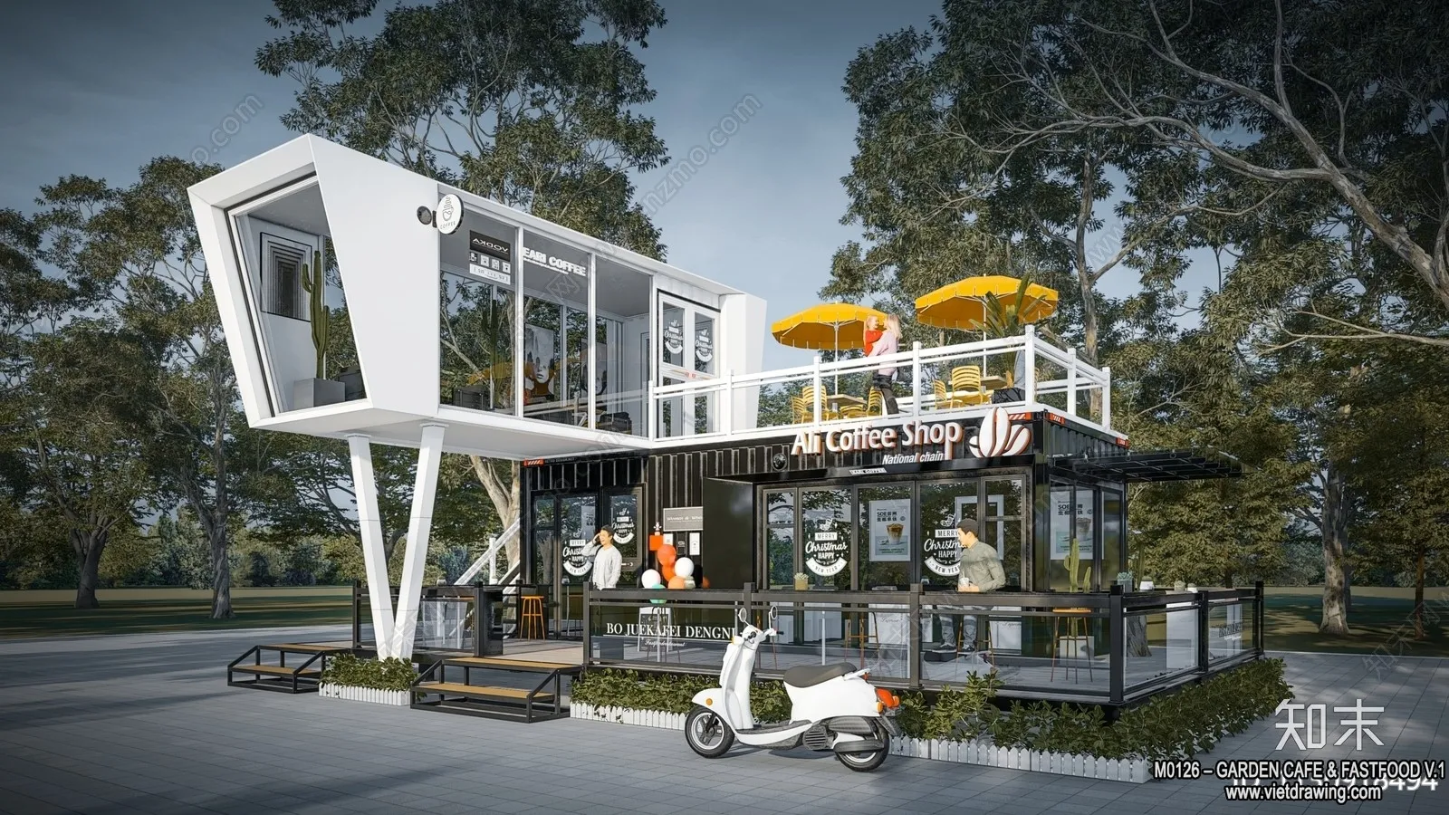 Garden Coffee Shop - Fastfood - 3D Models - 034