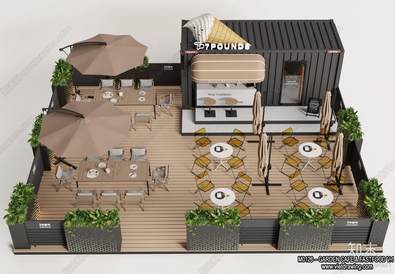 Garden Coffee Shop - Fastfood - 3D Models - 037