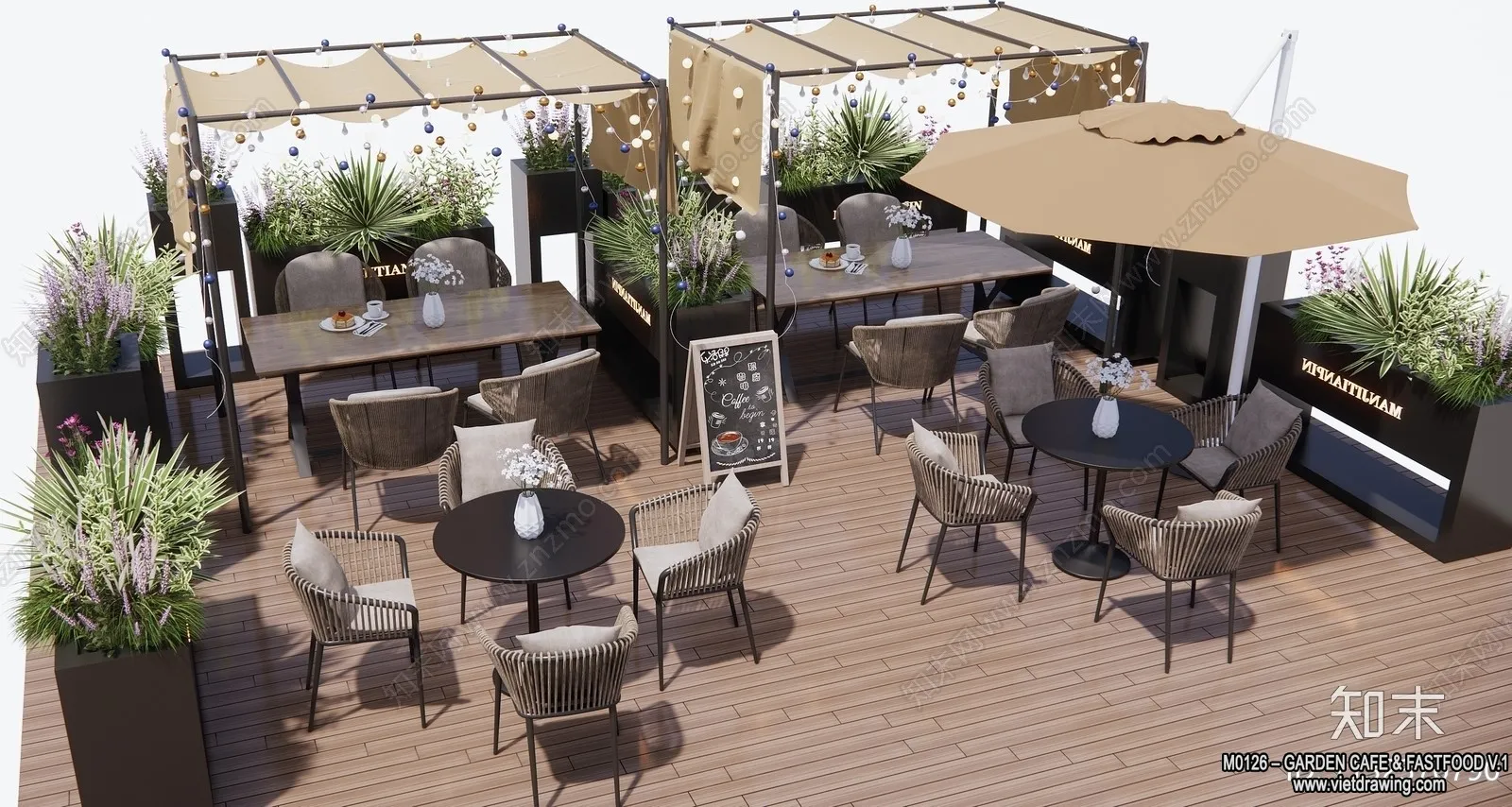 Garden Coffee Shop - Fastfood - 3D Models - 038