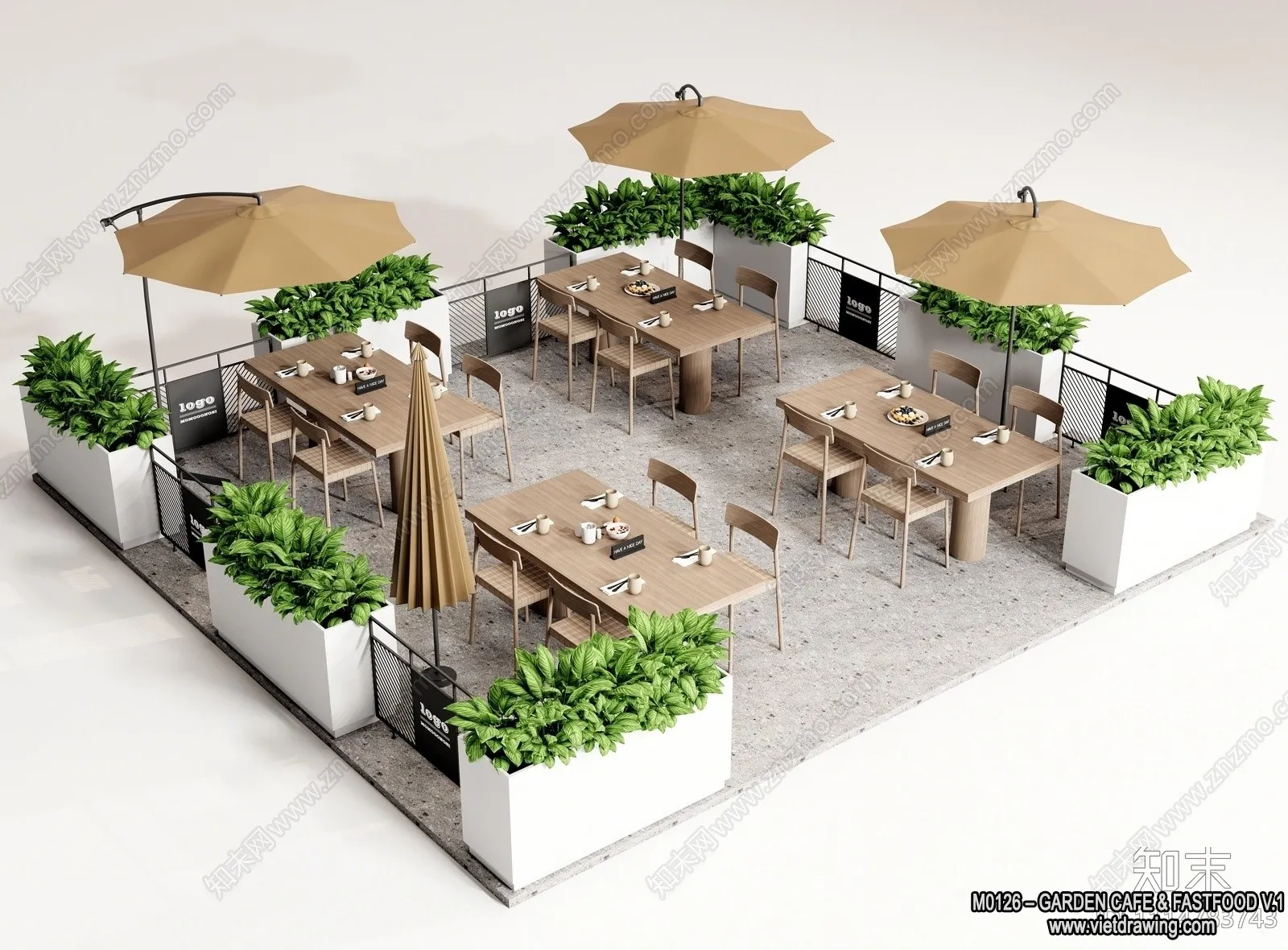 Garden Coffee Shop - Fastfood - 3D Models - 040