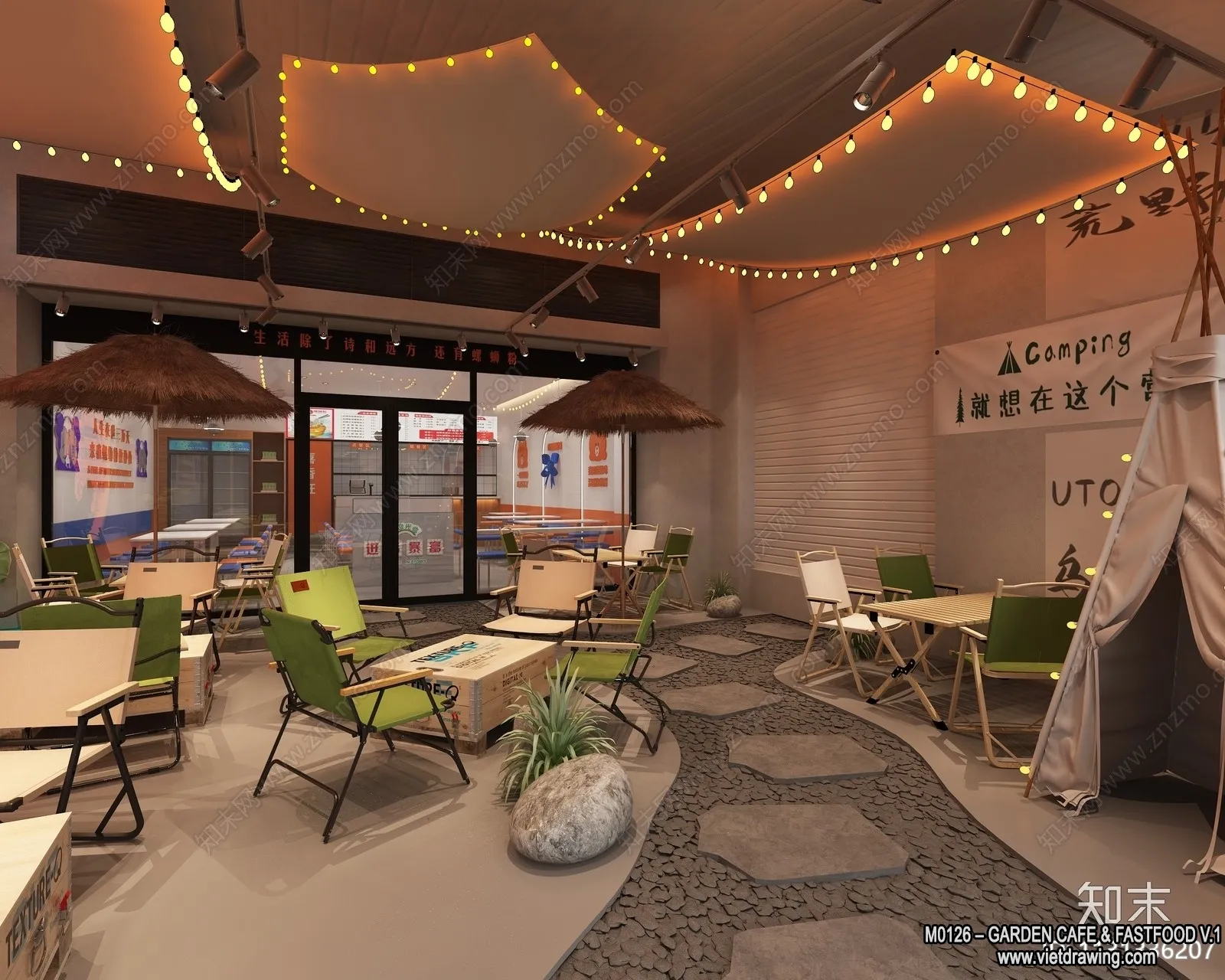 Garden Coffee Shop - Fastfood - 3D Models - 043