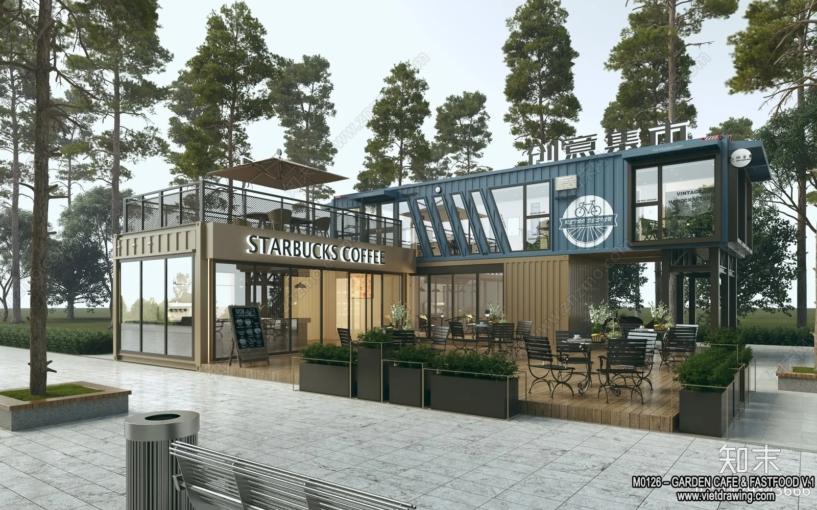 Garden Coffee Shop - Fastfood - 3D Models - 045