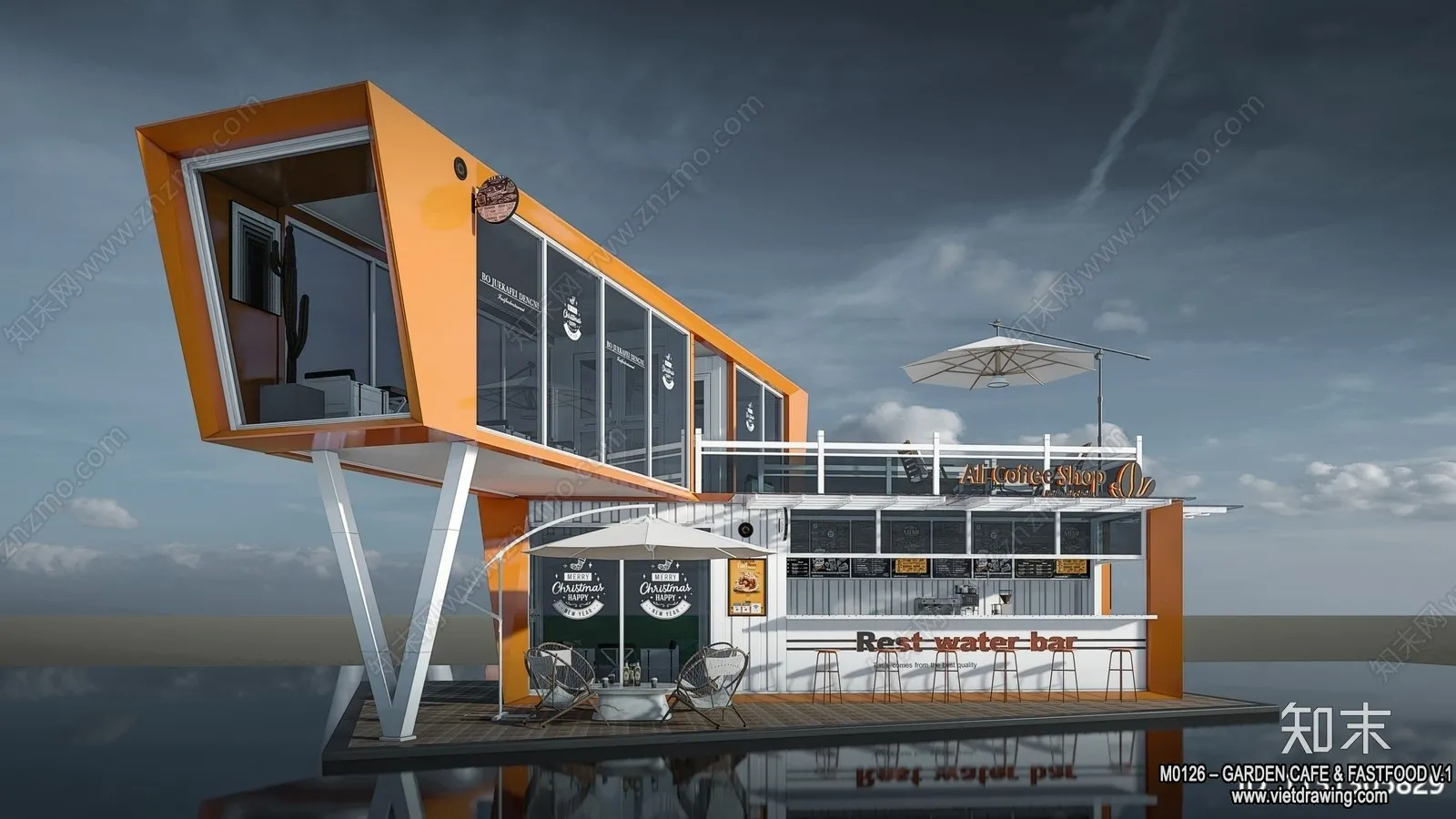 Garden Coffee Shop - Fastfood - 3D Models - 056