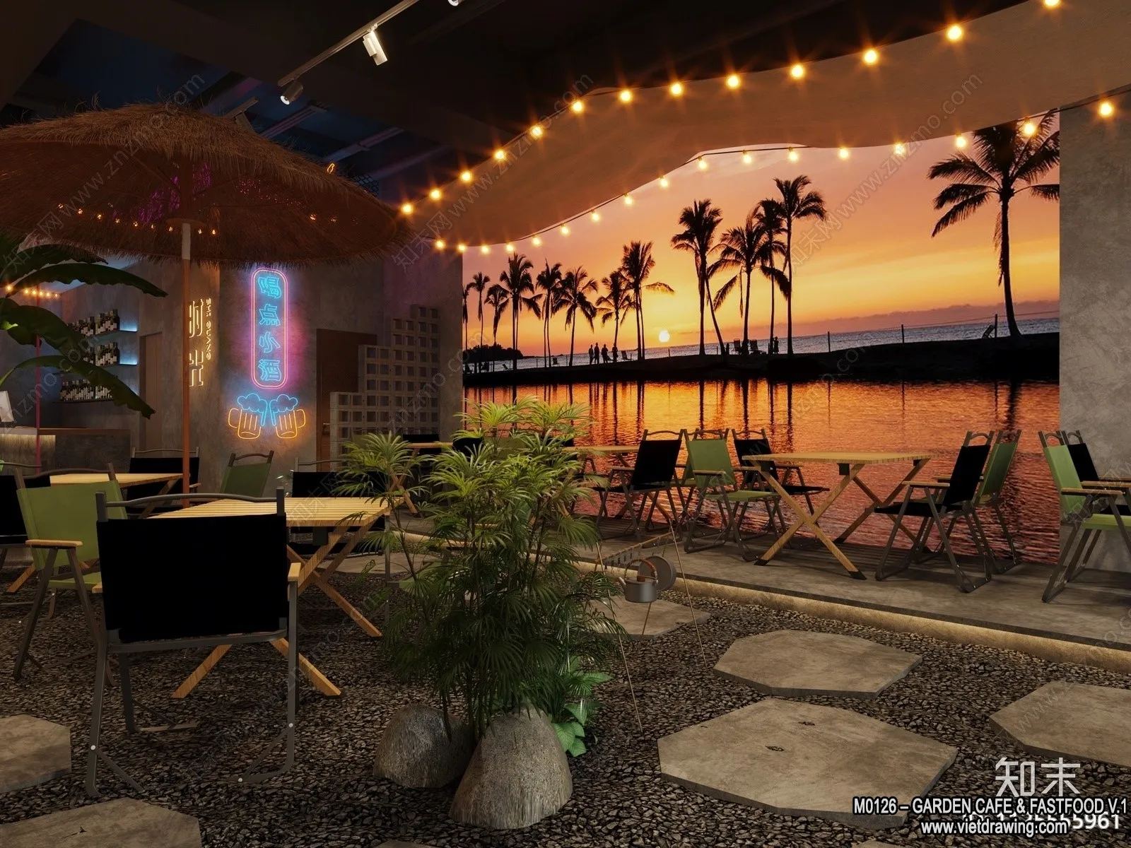 Garden Coffee Shop - Fastfood - 3D Models - 073