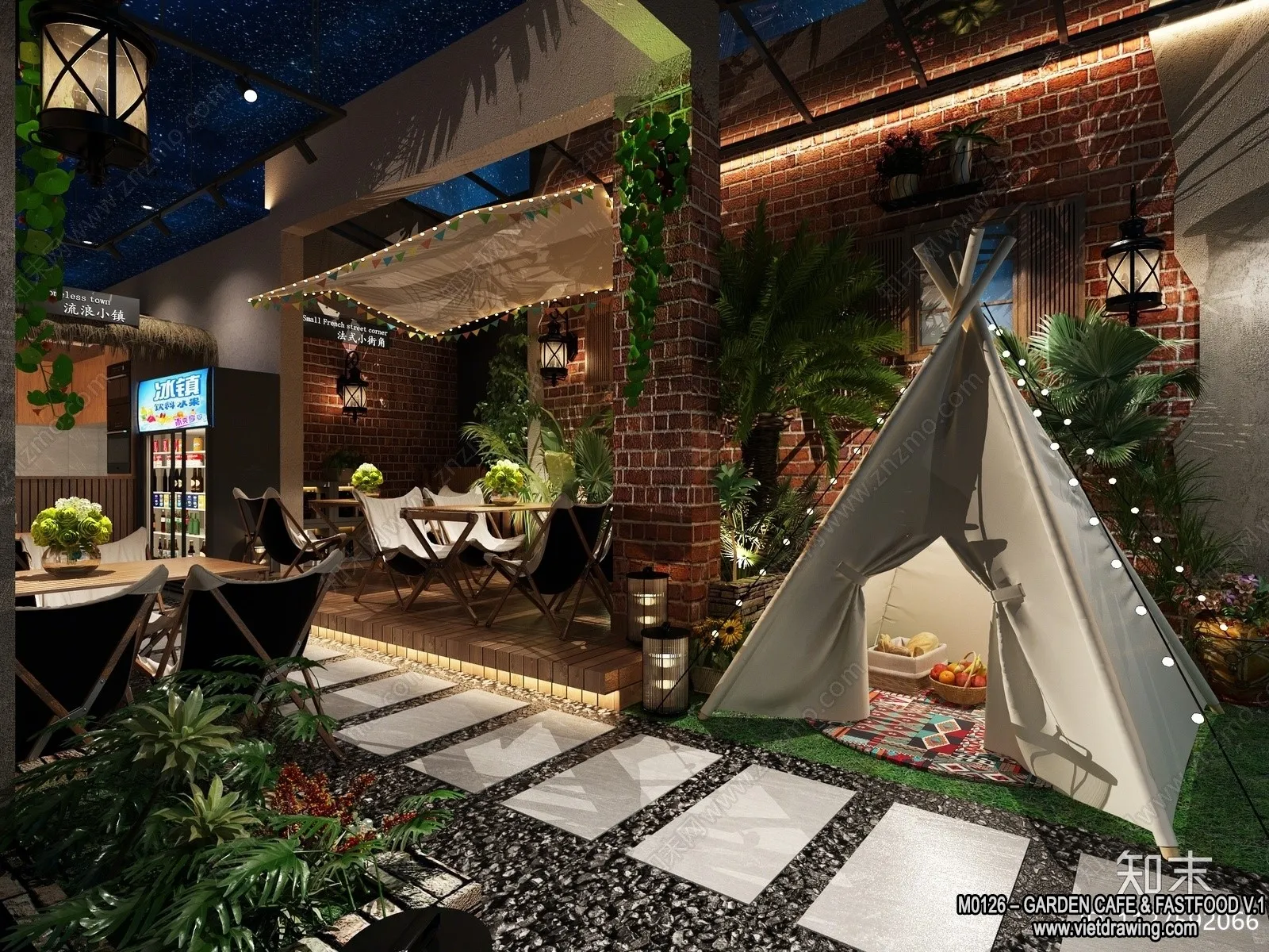 Garden Coffee Shop - Fastfood - 3D Models - 097