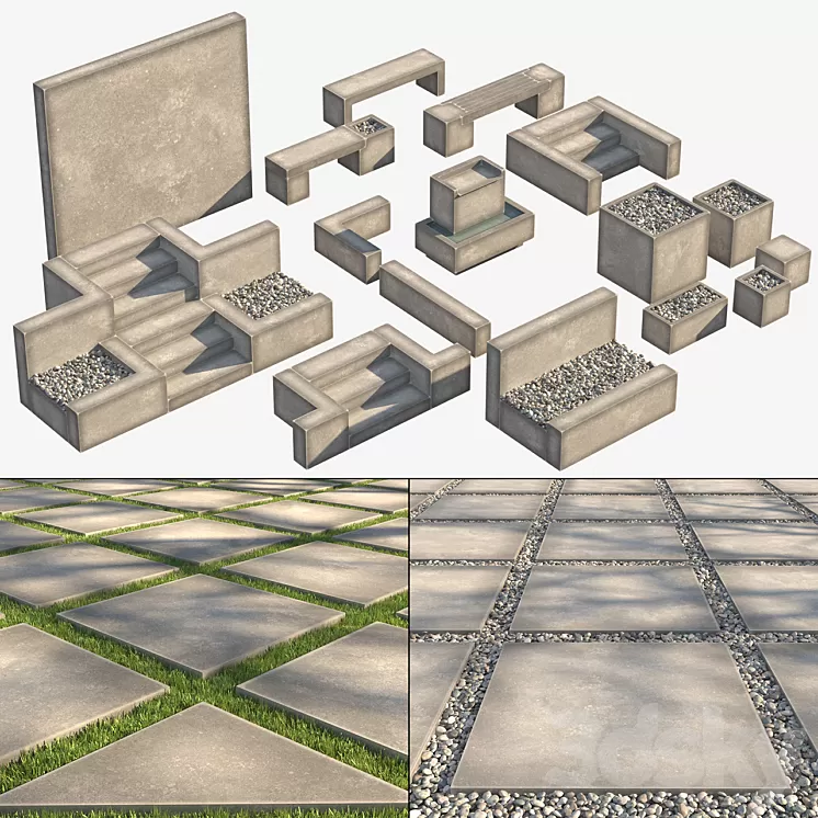 Garden elements set 3D Model