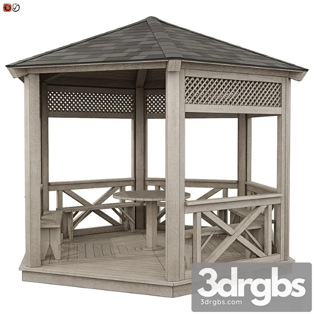 Garden Gazebo Made Of Wood 03 3D Model Free