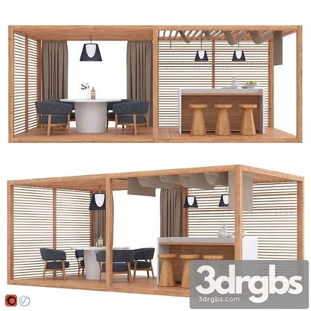 Garden Gazebo Zen Ligt Double By Echteta 3D Model Free