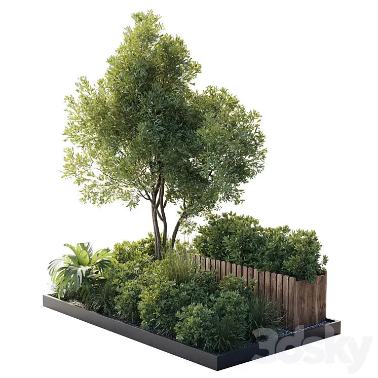 Garden plants set in a box - outdoor set 150 3D Model Free