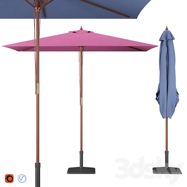 Garden Rectangular Parasol 3D Model