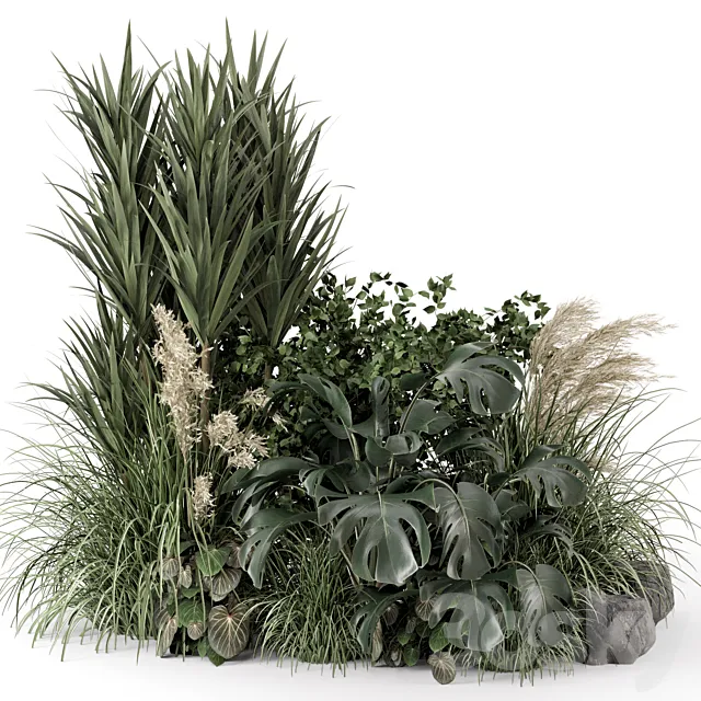 Garden Set Bush and Tree - Garden Set 1374 3D Model