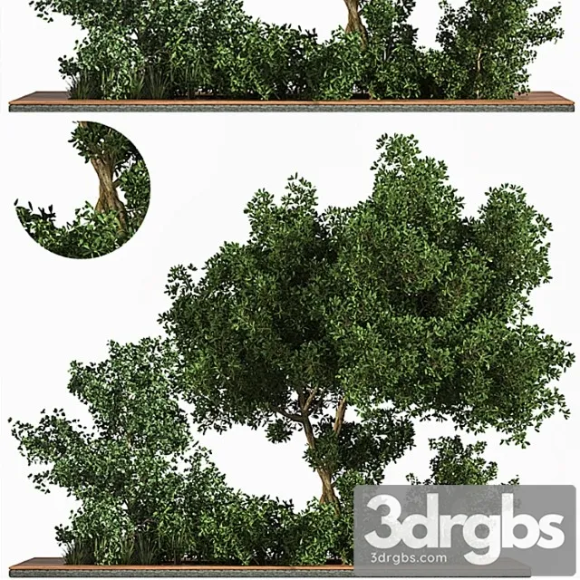 Garden Set Grass Tree 3D Model Download