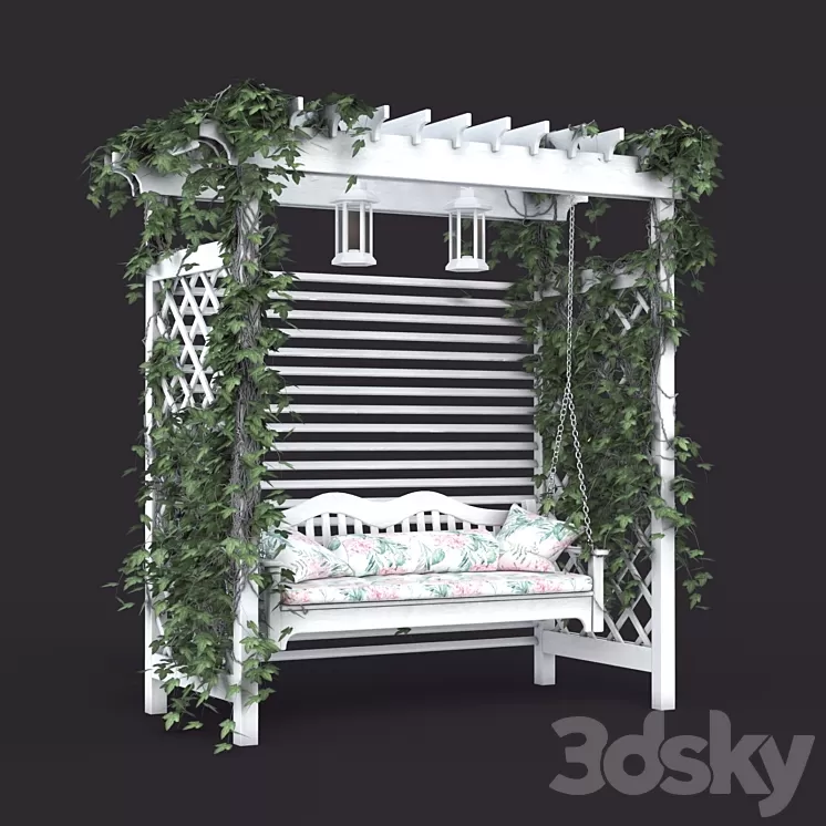 Garden swing in the style of Provence white 3D Model
