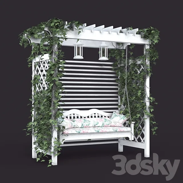Garden swing in the style of Provence. white 3DModel