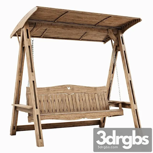 Garden Swing Made Of Wood 3D Model Download