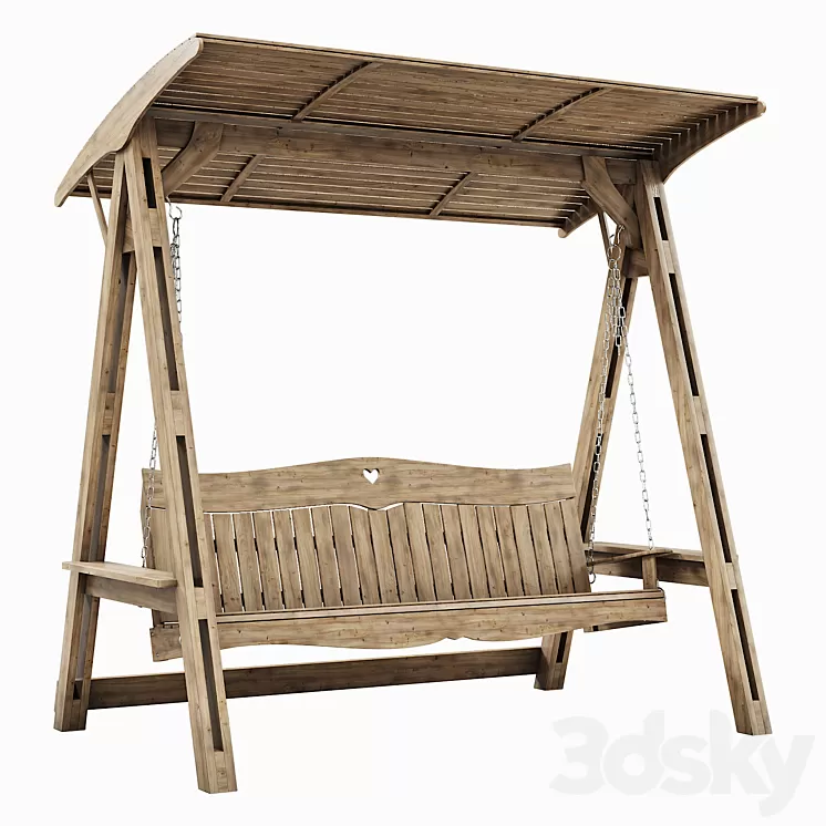 Garden swing made of wood 3D Model