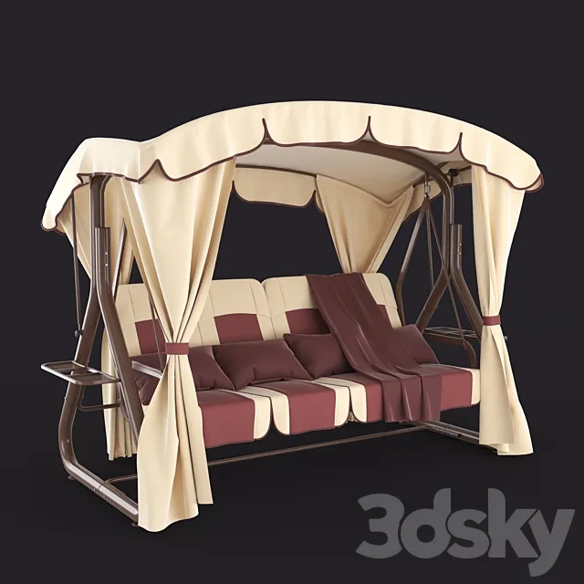 Garden swing suspended. quadruple 3DModel
