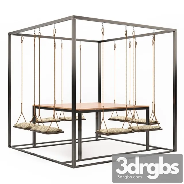 Garden swing table 2 3D Model Free