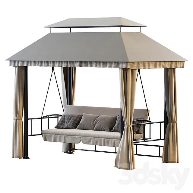 Garden swing with a tent ART138 3D Model