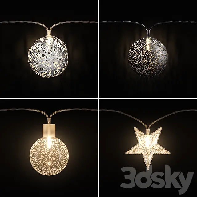 Garland lights set 3 3DModel