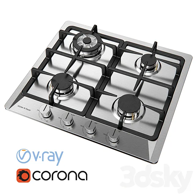 Gas hob Gunter-Hauer GH 606 IX 3D Model