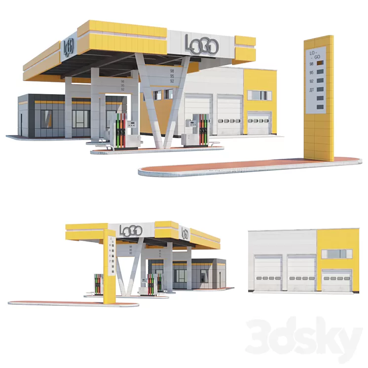 Gas station with SRT 3D Model