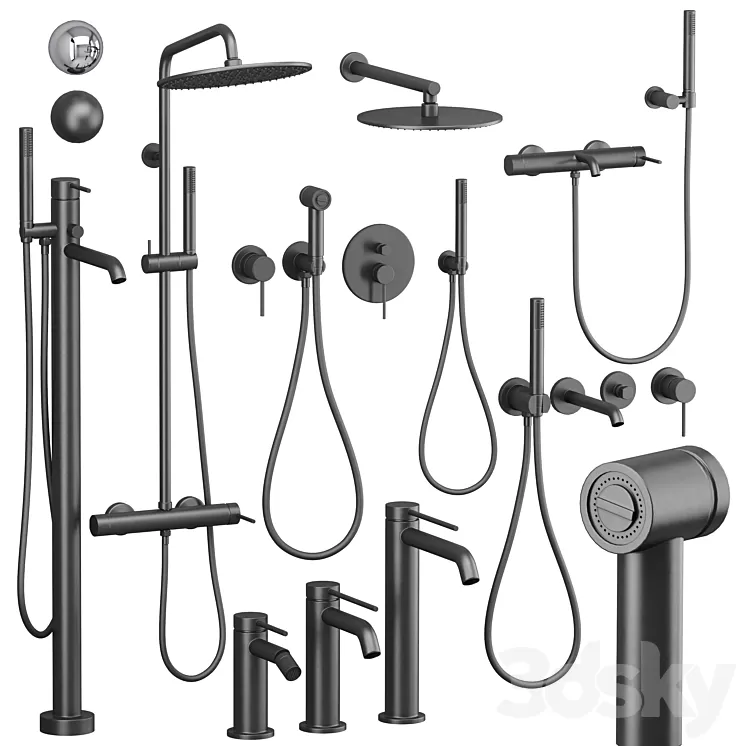 Gattoni Circle Two shower and faucet set 3D Model