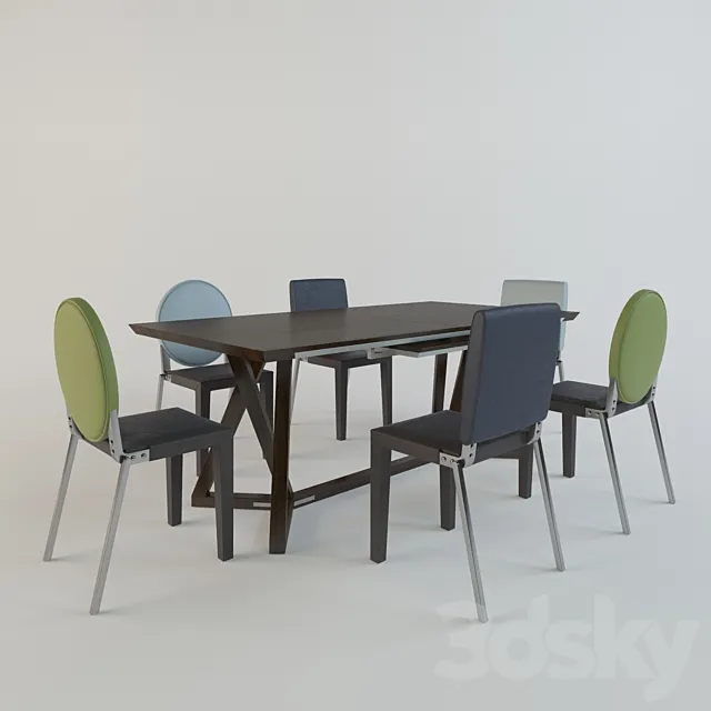 Gautier table + Adulis chair 3D Model