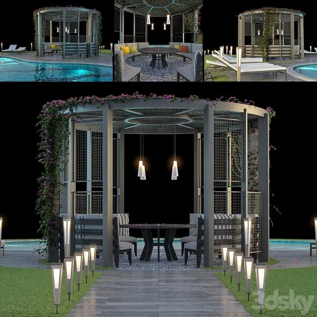 Gazebo and Swimming Pool # 6 3D Model