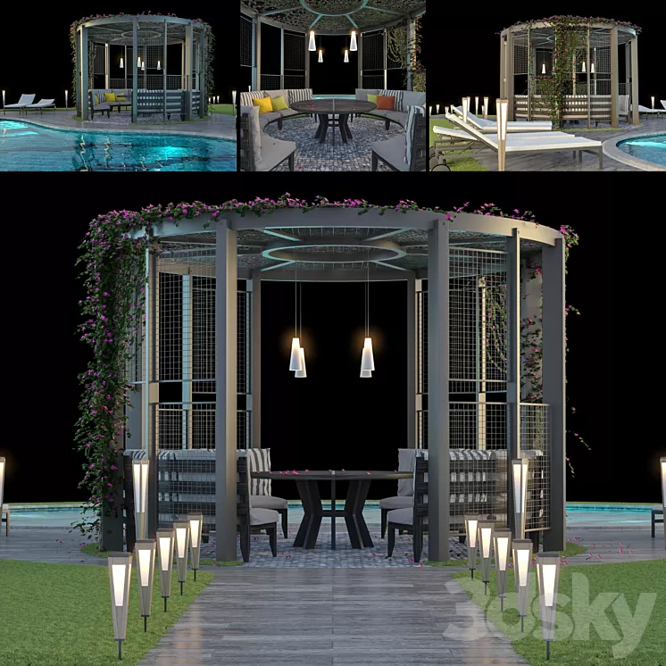 Gazebo and Swimming Pool # 6 3D Model