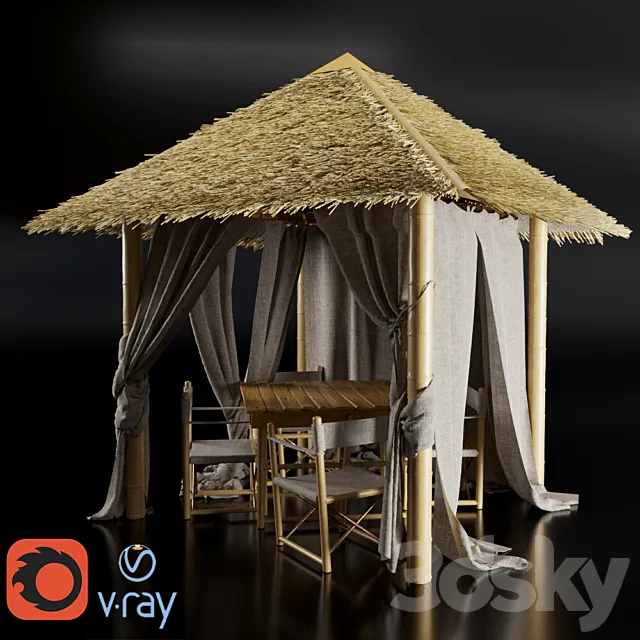 Gazebo of bamboo 3DModel