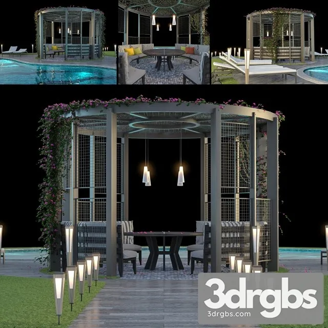 Gazebo Swimming Pool 6 3D Model Free