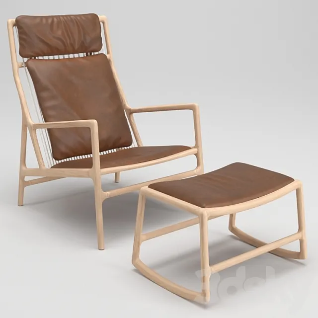 Gazzda Dedo Lounge Chair and Dedo Footstool 3D Model