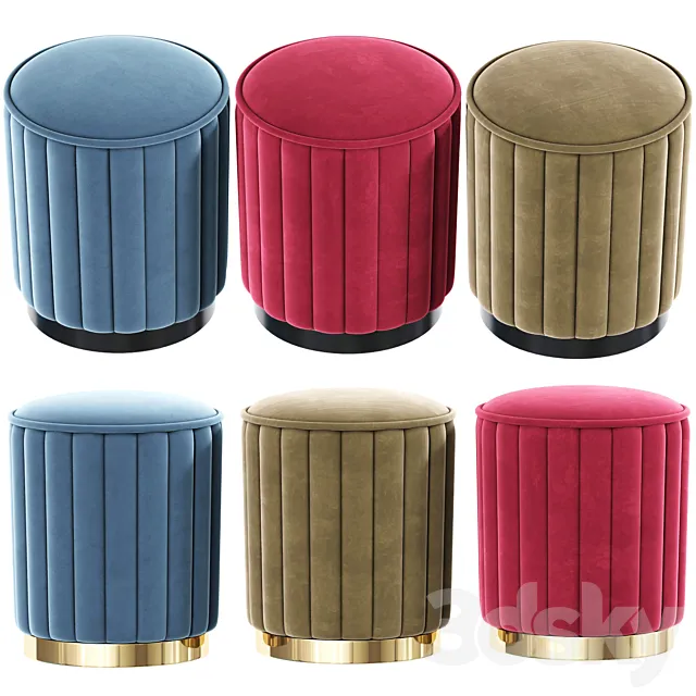 GE & YOBBY Round Fabric Ottoman 3D Model