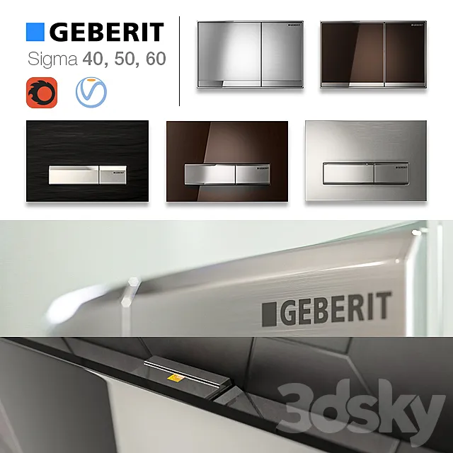 GEBERIT flush buttons 40 50 60 3D Model