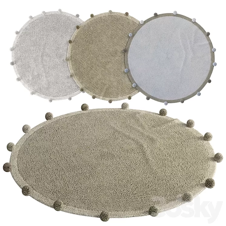 Gentle pom-pom rug by Lorena Canals 3D Model Free