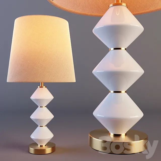 Geo Milk Glass And Gold Zoey Table Lamp Base 3D Model