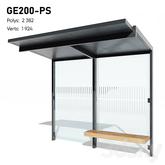 GEOMERE Flat Roof Public Transport Waiting Pavilion by mmcité (Refillable) 3D Model